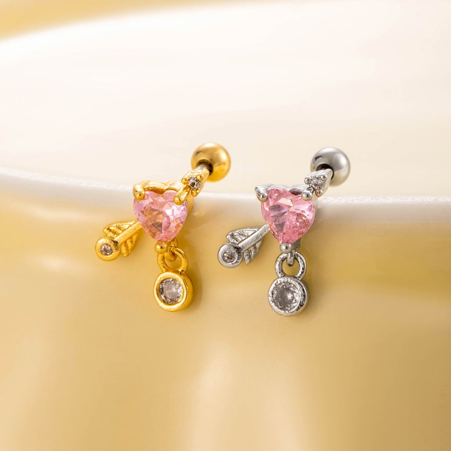 1 Stück Simple Series Simple Heart Titanstahl Kein Beschichtungsmaterial Zirkon Damen Ohrstecker